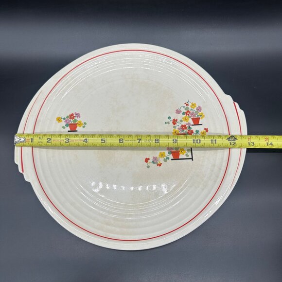 Vintage Chop Plate Platter Floral 1940s Penthouse Knowles Yorktown USA Flowers - Picture 9 of 9
